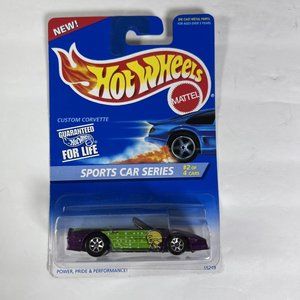 New 1996 Hot Wheels Custom Corvette Sports Car Series #405 Gray Interior In Pkg